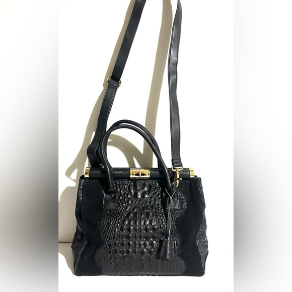 Giada Pelle croc embossed satchel Elegant Black Handbag - Picture 3 of 7